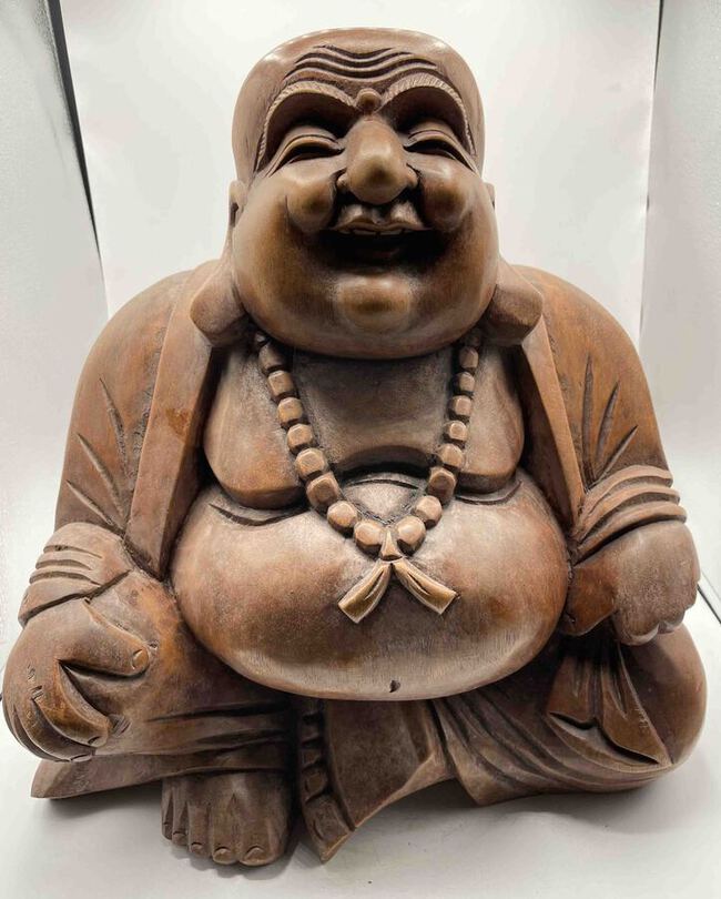 Petite statue de Bouddha rieur assis