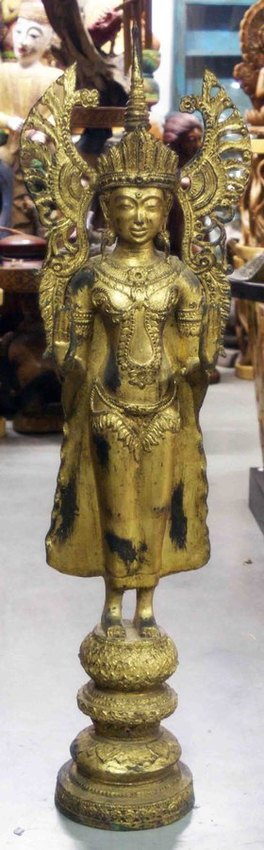 grande statue de Bouddha ancienne en bronze et or fin