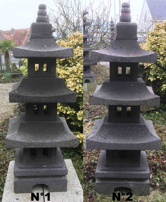 grande lampe Japonaise en pierre de lave naturelle en forme de pagode