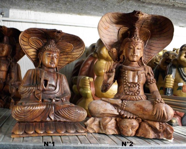 petite statue de shiva cobra en bois sculpté