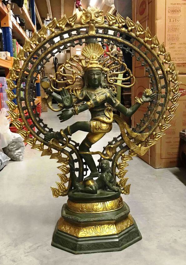 Grande roue de Shiva Nataraja en bronze bi-couleurs