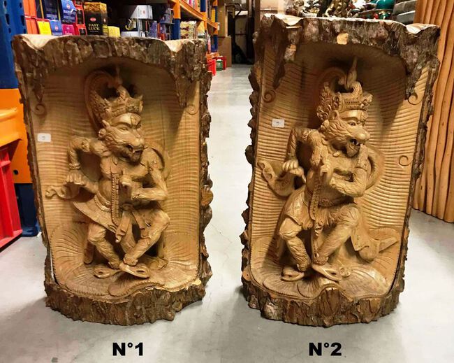 Statue de Hanuman en bois de croco ou panggal buaya
