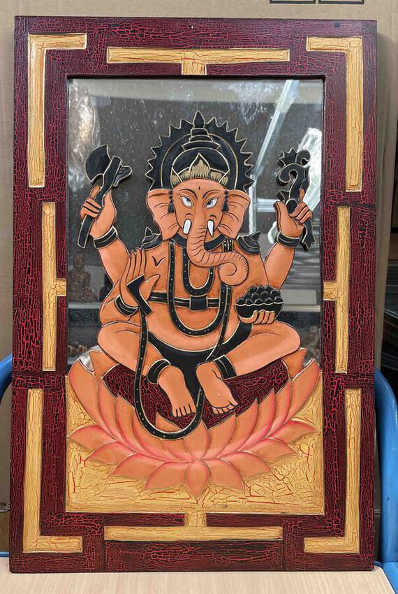 Miroir cadre peint de Ganesh