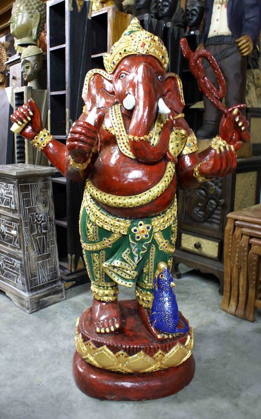statue de ganesh en bois massif - sculpture haut de gamme