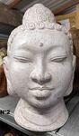 Grande tête de Bouddha en terre cuite blanche