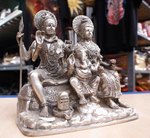 Bouddha couple et ganesh en bronze argenté