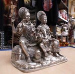 Ganesh et couple Bouddha en bronze argenté