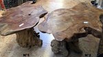 Table basse de salon en bois et racine de teck