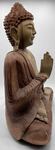 Statue de Bouddha assis en bois bicolor