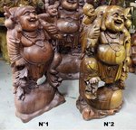 statue de BOUDDHA sculpté en bois de suar, indonésie. de profil gauche