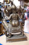 Ganesh en bronze à 3 têtes avec sa monture havana sourit