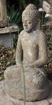 statue de Bouddha lotus en pierre de lave naturelle