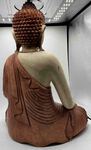 Statue de Bouddha assis en bois sculpté de 2 couleurs