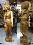 statue de femme en bois massif de suar - indonésie