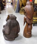 statue hibou ou singe en bois