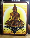 tableau peint d'un Bouddha