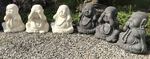 Statue de Bouddha de l'allégorie des 3 singes en pierre