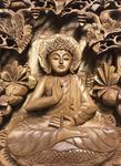 Cadre sculpté de Bouddha en bois de teck