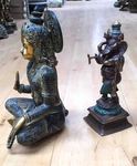 Grande statue du dieu Hanuman et de Ganesh nataraja en bronze de couleur