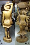 statue de femme debout en bois massif - indonésie
