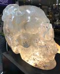 Très gros crâne en cristal de roche - crâne en quartz sculpté - serpent