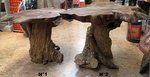 Petite table basse de salon en bois et racine de teck.