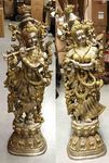 Statue de Krishna et Radha joueuse de flûte en bronze