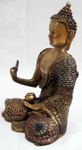 Grande statue de Bouddha assis en bronze incrustée de pierres semi-précieuses