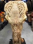 Grand crâne de buffle sculpté de Bouddha