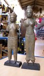 grand duo de statue de Bouddha debout en bronze