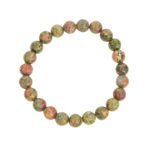 Bracelet 8mm de Unakite en pierre naturelle de fabrication artisanale