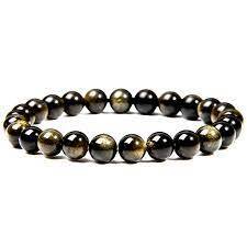 Bracelet 8mm en Obsidienne Dor&eacute;e en pierre naturelle de fabrication artisanale