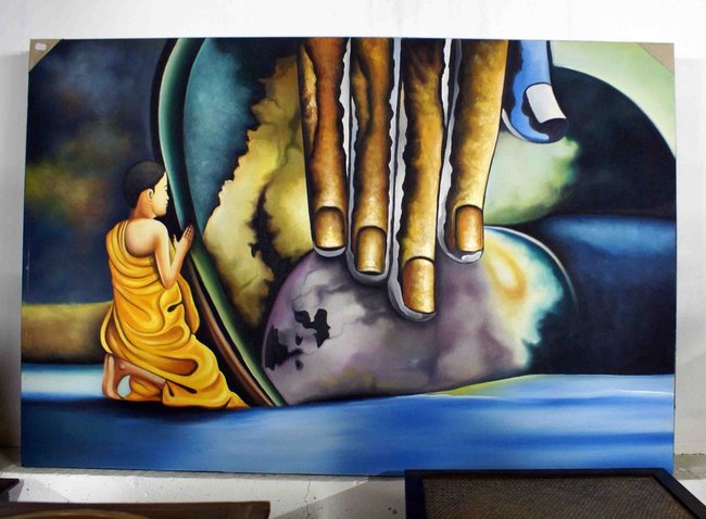 grand tableau peint sur toile