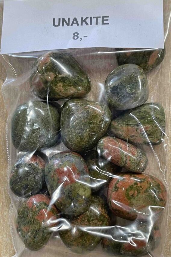 Pierre roul&eacute;e ou brut en Unakite naturelle au poids