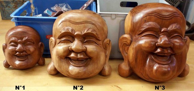 visage de Bouddha en bois &agrave; accrocher ou &agrave; poser