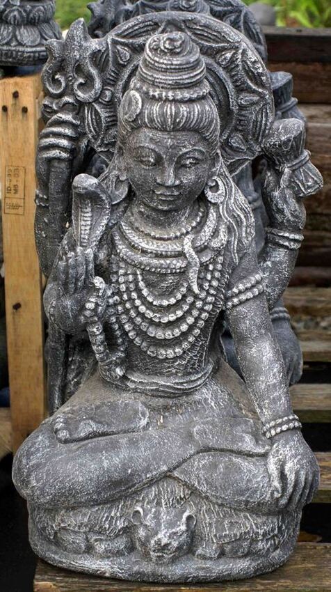 Grande statue de Shiva en pierre de lave reconstitu&eacute;