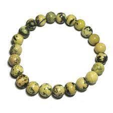 Bracelet 8mm de Serpentine en pierre naturelle de fabrication artisanale