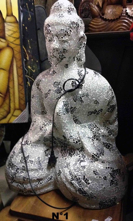 grande lampe d'ambiance &agrave; poser en mosa&iuml;que de verre