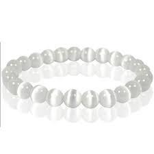 Bracelet 8mm de S&eacute;l&eacute;nite en pierre naturelle de fabrication artisanale