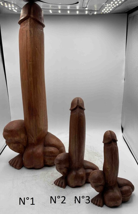 Grand et petit Phallus de Shiva en bois