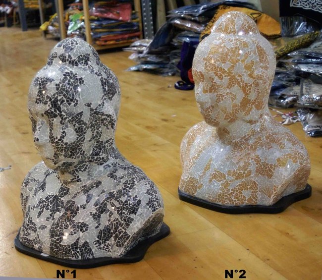 lampe buste de Bouddha en mosa&iuml;que de verre