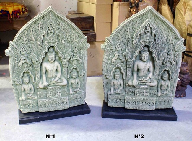 panneau d&eacute;coratif en gr&egrave;s sculpt&eacute;s de Bouddha