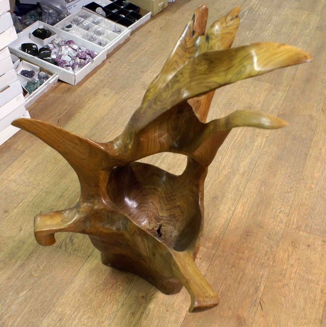 corbeille en racine de teck