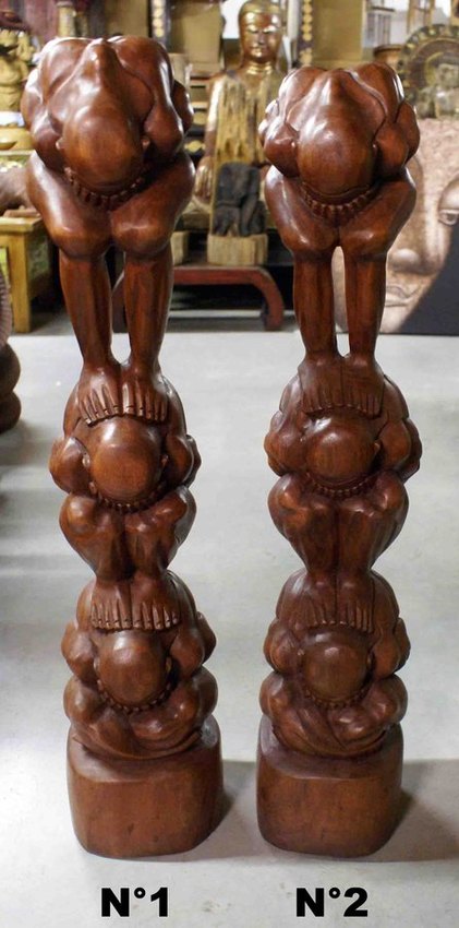 grande trio de yogi en bois, colonne yogi