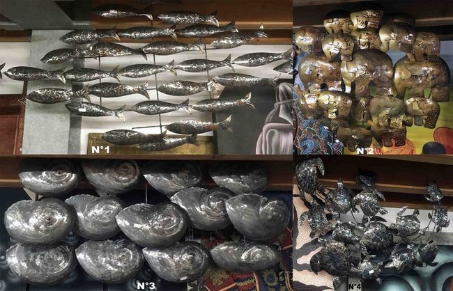 Grande d&eacute;coration murale en t&ocirc;le cisel&eacute;e et pli&eacute;e