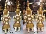 Duo de statue de Bouddha en prière en bois peint