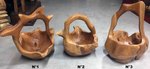Petite corbeille à clés sculpté en racine de teck avec anse