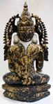 Ancienne statue de Bouddha assis en marbre blanc dor&eacute; &agrave; l'or fin