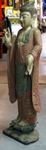 Petite statue de Bouddha debout en bois peint la paume vers lavant