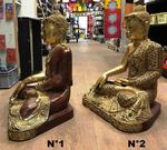 Grande statue de Bouddha assis en bois dor&eacute;